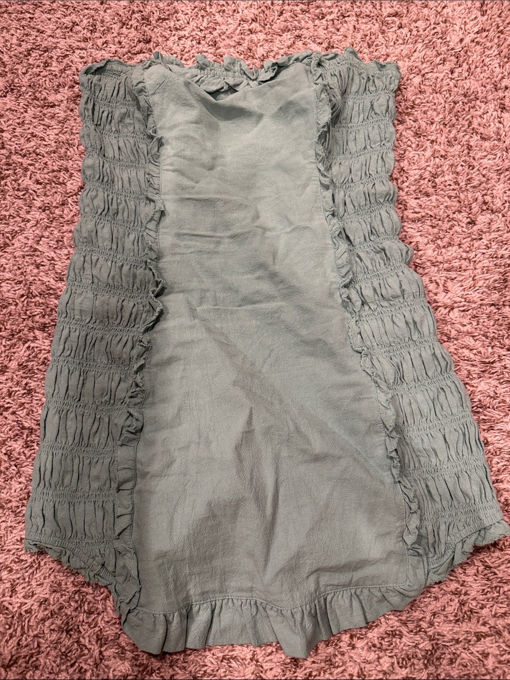 Free People Strapless Smocked Tube Dress in Sage Green